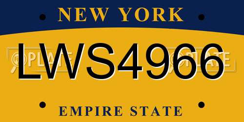 LWS4966 New York License Plate