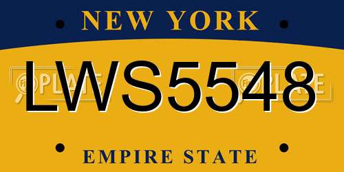 LWS5548 New York License Plate