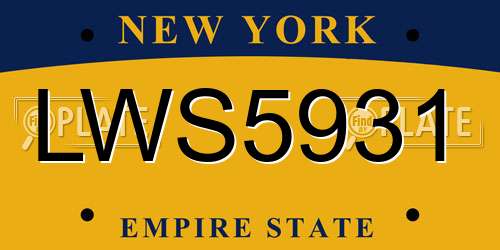 LWS5931 New York License Plate