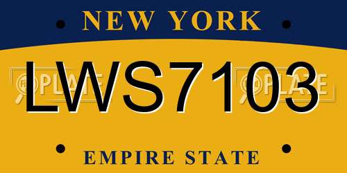 LWS7103 New York License Plate