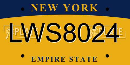 LWS8024 New York License Plate