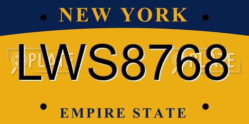 LWS8768 New York License Plate