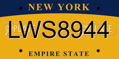 LWS8944 New York License Plate