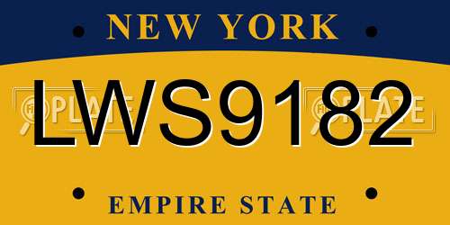 LWS9182 New York License Plate