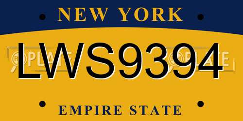 LWS9394 New York License Plate