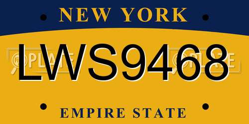 LWS9468 New York License Plate