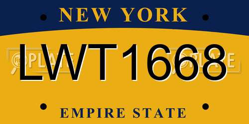 LWT1668 New York License Plate