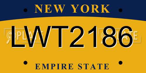 LWT2186 New York License Plate