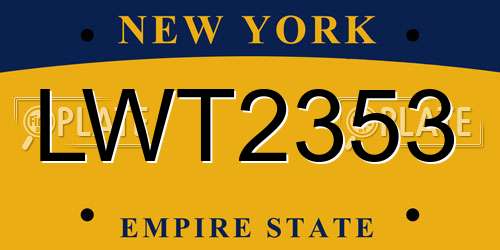 LWT2353 New York License Plate