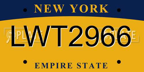 LWT2966 New York License Plate