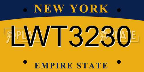 LWT3230 New York License Plate