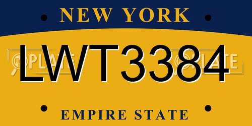 LWT3384 New York License Plate