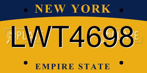 LWT4698 New York License Plate