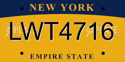 LWT4716 New York License Plate