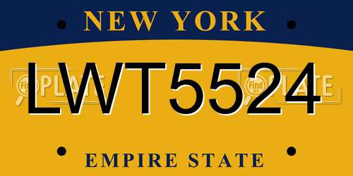 LWT5524 New York License Plate