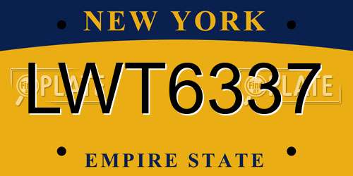 LWT6337 New York License Plate