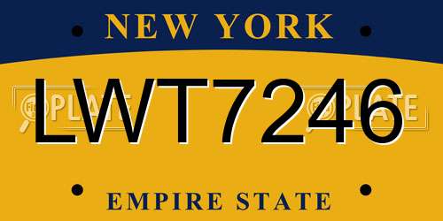LWT7246 New York License Plate