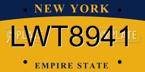 LWT8941 New York License Plate