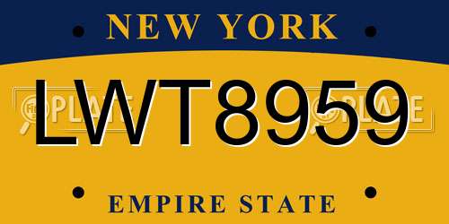 LWT8959 New York License Plate