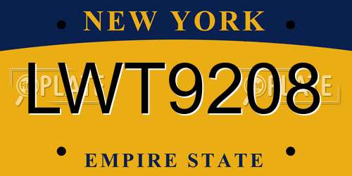 LWT9208 New York License Plate