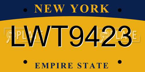LWT9423 New York License Plate