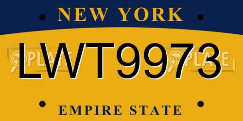 LWT9973 New York License Plate