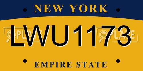 LWU1173 New York License Plate
