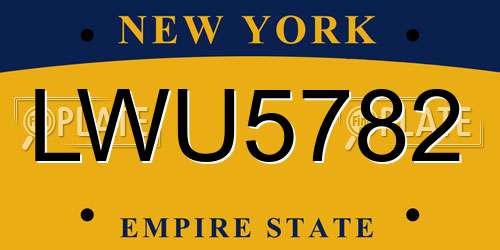 LWU5782 New York License Plate
