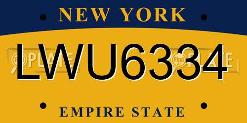 LWU6334 New York License Plate