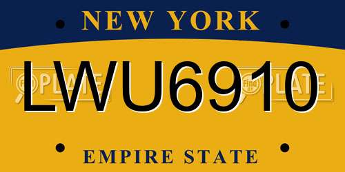 LWU6910 New York License Plate