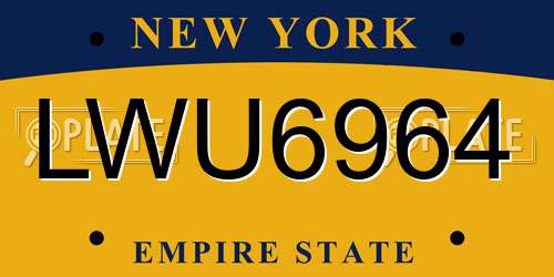 LWU6964 New York License Plate