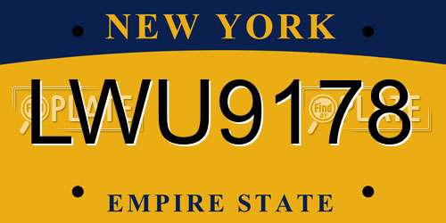 LWU9178 New York License Plate