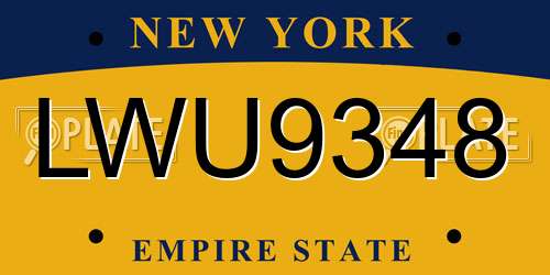 LWU9348 New York License Plate