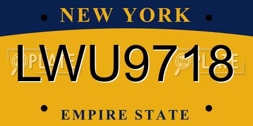 LWU9718 New York License Plate