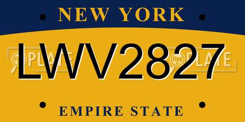 LWV2827 New York License Plate