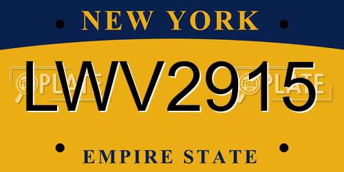 LWV2915 New York License Plate