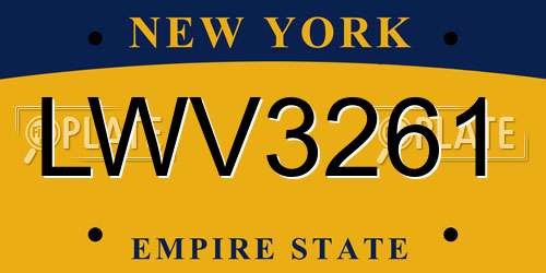 LWV3261 New York License Plate