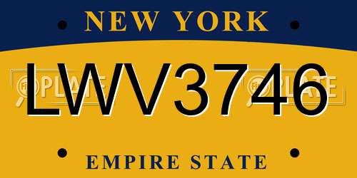 LWV3746 New York License Plate