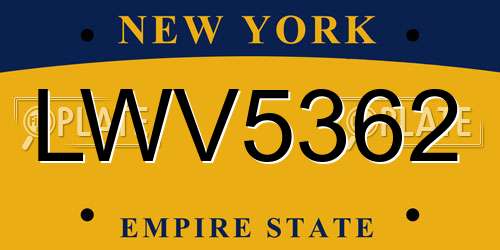 LWV5362 New York License Plate