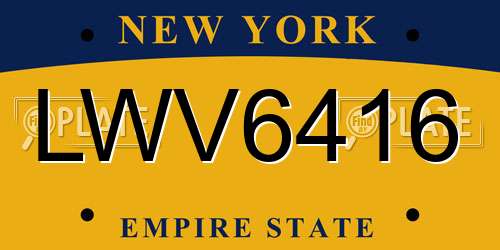 LWV6416 New York License Plate