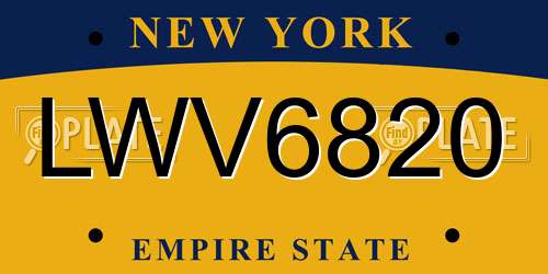 LWV6820 New York License Plate