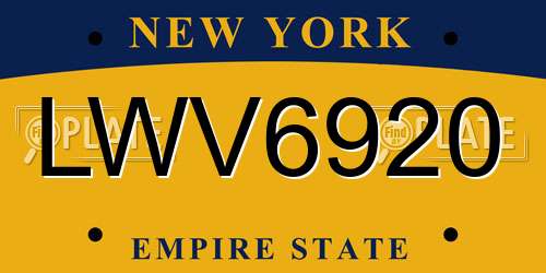 LWV6920 New York License Plate