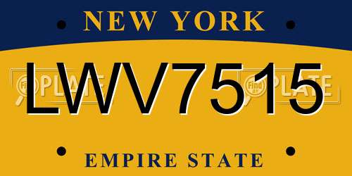 LWV7515 New York License Plate