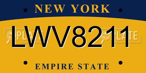 LWV8211 New York License Plate