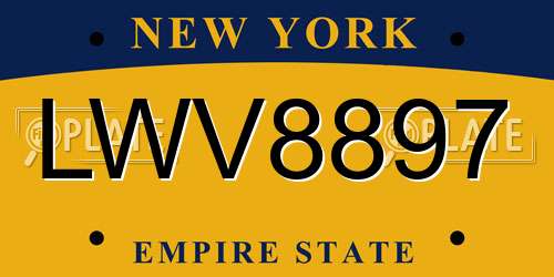 LWV8897 New York License Plate