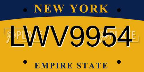 LWV9954 New York License Plate