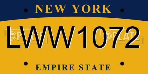 LWW1072 New York License Plate