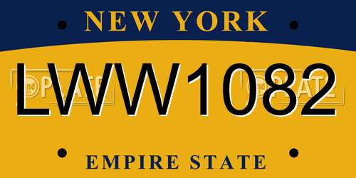 LWW1082 New York License Plate