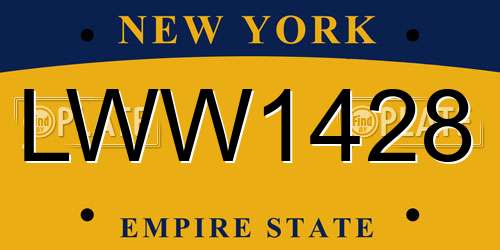 LWW1428 New York License Plate