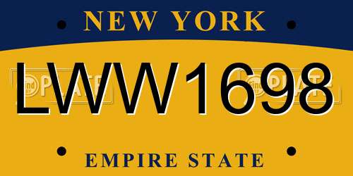 LWW1698 New York License Plate
